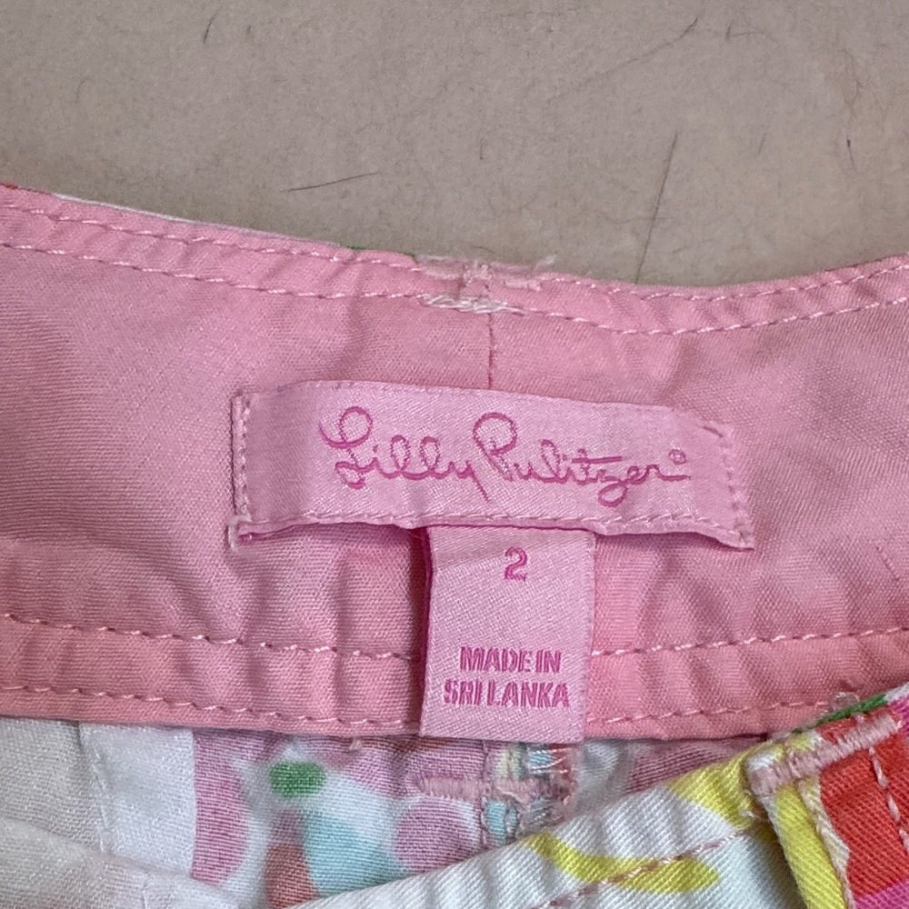 Lilly Pulitzer Pink and Green Floral High Waist Shorts - Picture 2 of 3